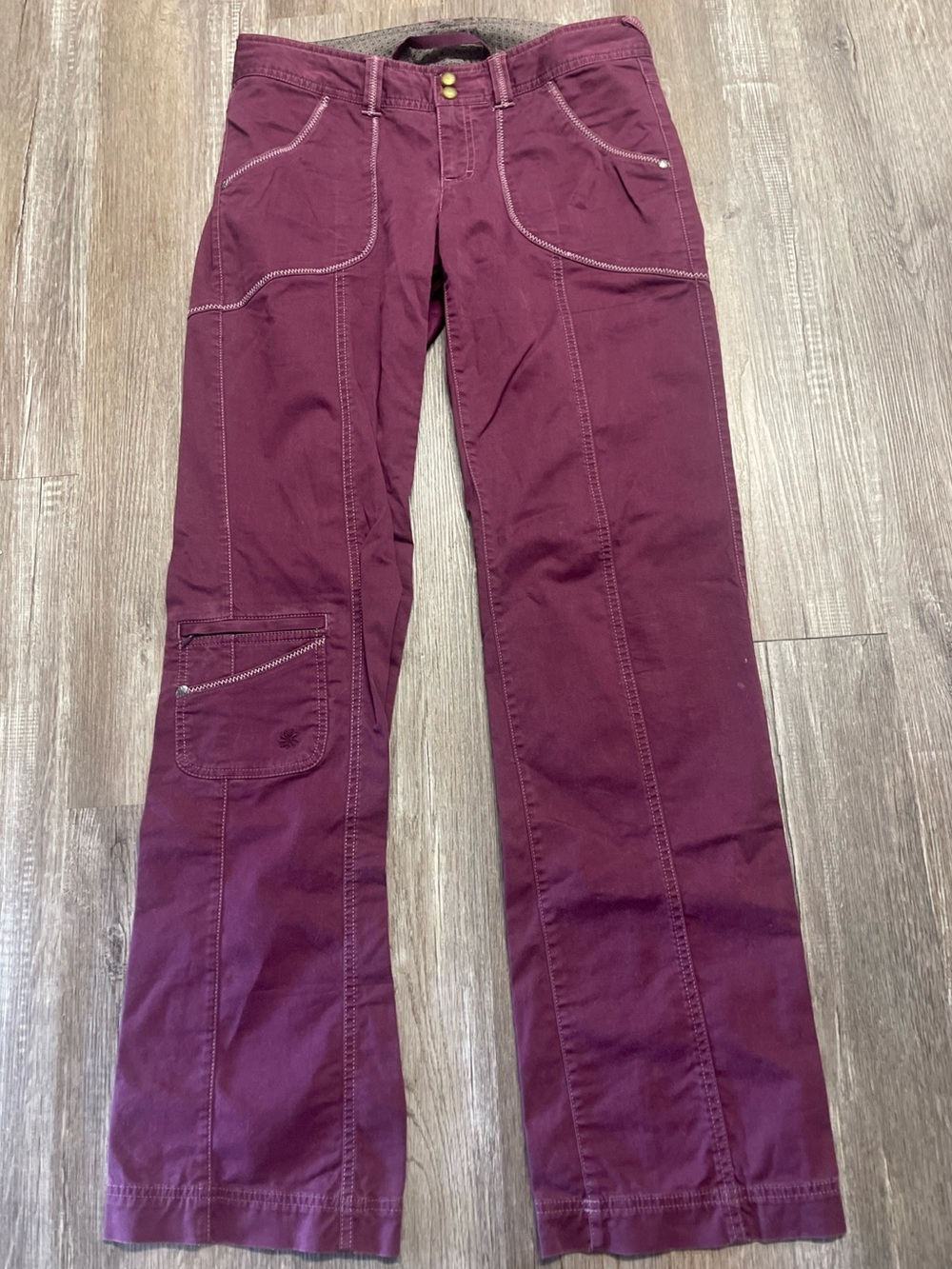 Athleta Women's Size 8 Tall Straight-Leg Drawstring /Snap Pants Purple